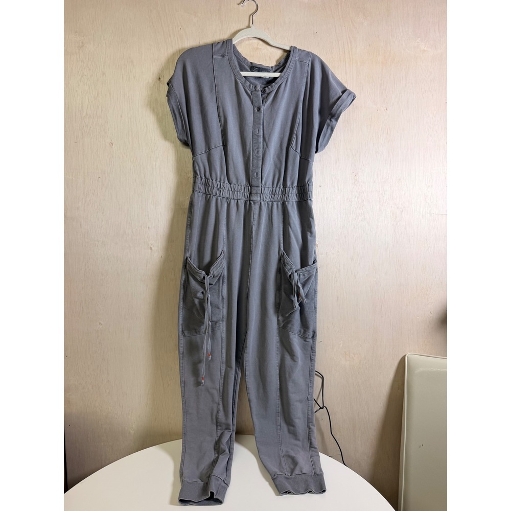 Saturday Sunday Jumpsuit Women Small Gray Good Utility Cargo Loungewear